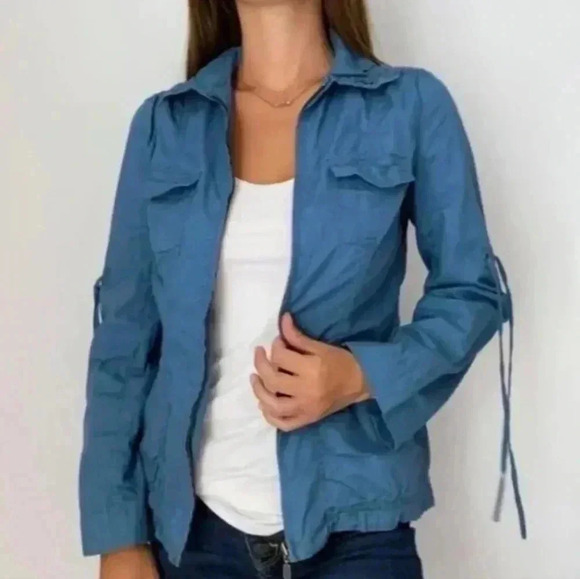 CAbi Blue Utility Cargo Zip Closure Jacket Waist & Sleeve Drawstring, size Med. - Picture 2 of 13